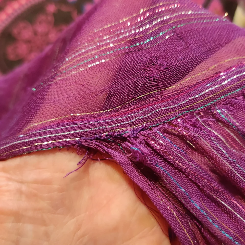 Sheer Vintage Plum Batwing Style Cover-up With Shimmer - Picture 6 of 6
